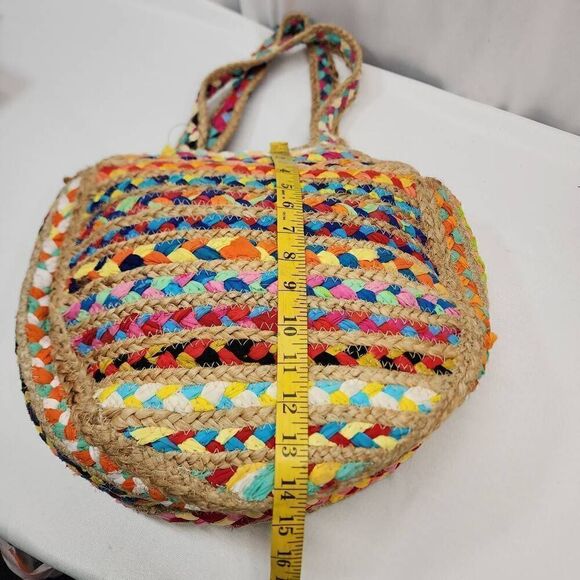 Unbranded Hand Woven Braided Jute & Fabric Shoulder Bag Purse Bag Colorful Boho - Picture 5 of 9